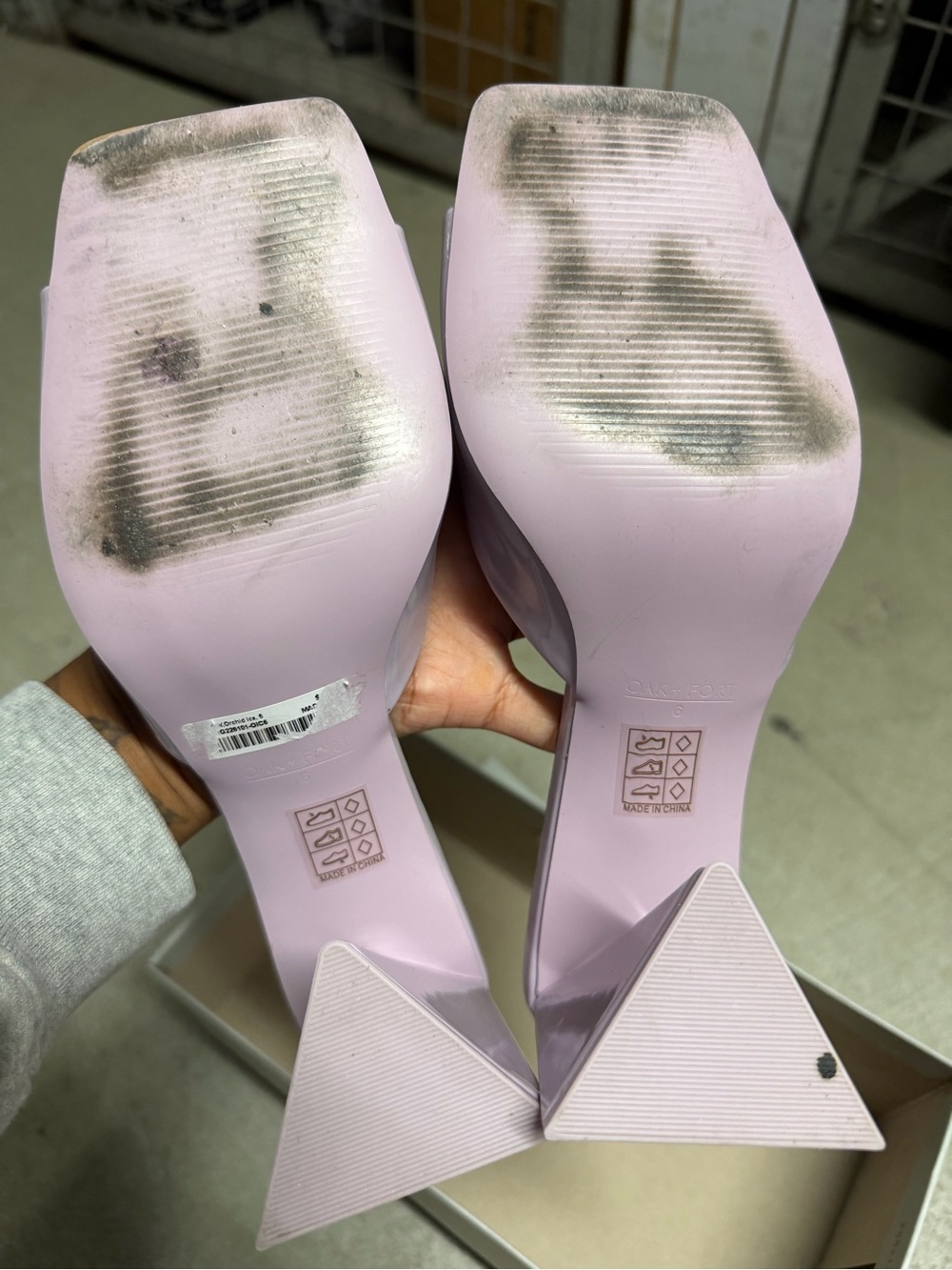 OAK + FORT Lilac Patent Block Heel Mules - Picture 3 of 4